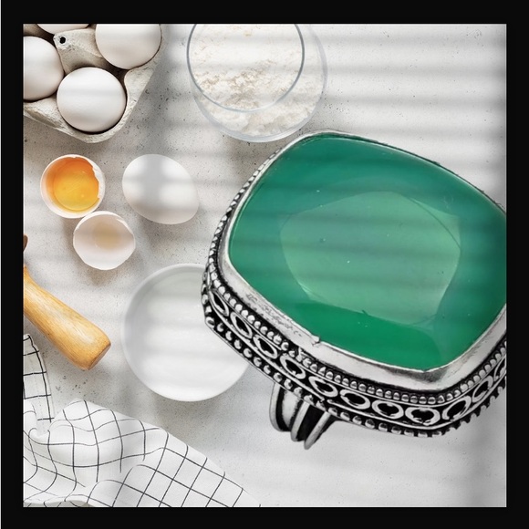 Green Onyx Gemstone Handcrafted Antique Design Ring US Size-8.75 Made In India - Picture 6 of 11
